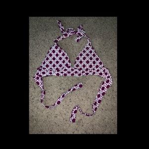 Purple and White Swimsuit Top